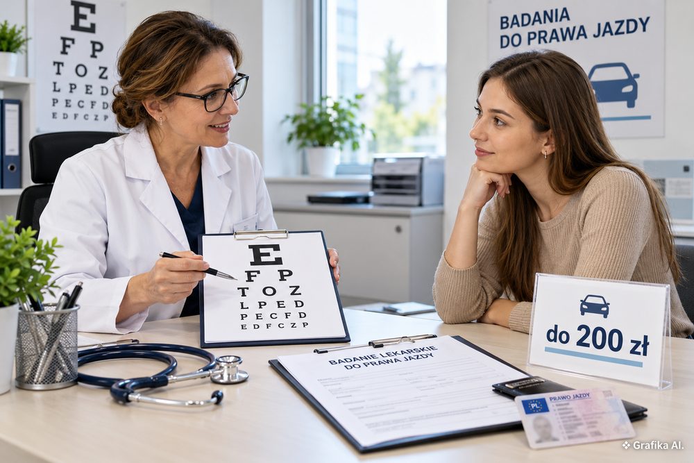 Konsultacja lekarska do prawa jazdy i informacja o koszcie badania